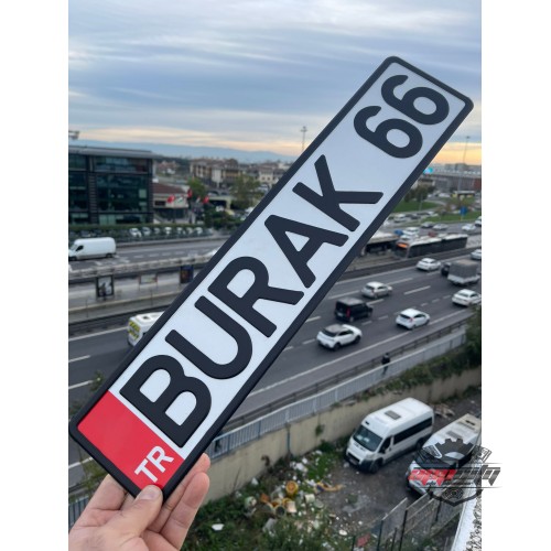 Galeri Özel Plaka, İsimli Dekor Araç Plakası, Kişiye Özel 3d Kabartma Metal Plaka (Kırmızı TR)